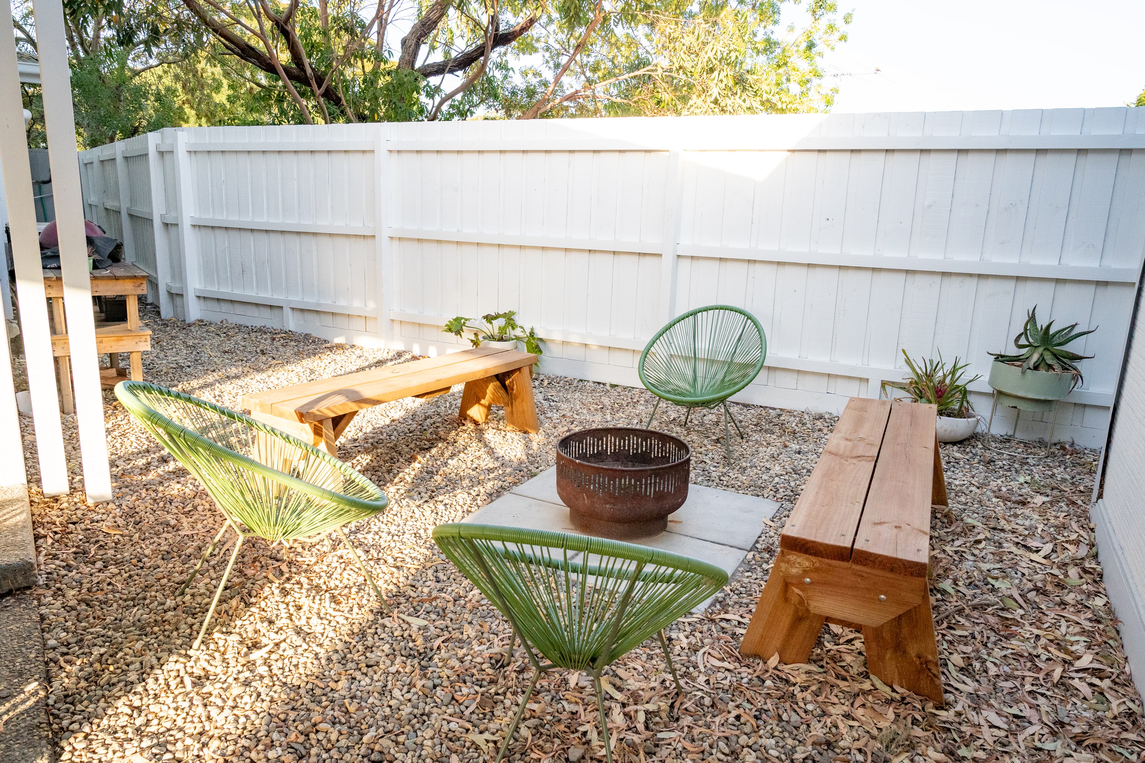 Fire pit at dusk at Big Isle Retreat, Cowes Phillip Island